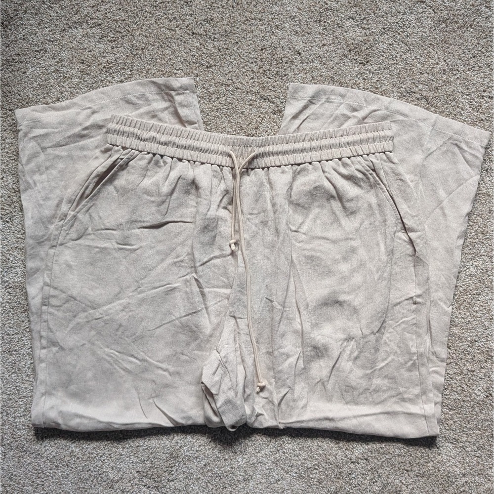 NWT Halara Womens 1X Lightweight Pant Coastal Beachy Cropped Wide Leg Flowy